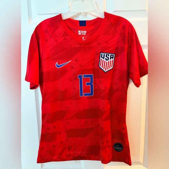 Like Brand New Nike Red and Blue USA Morgan 13 Soccer Jersey - Picture 1 of 8